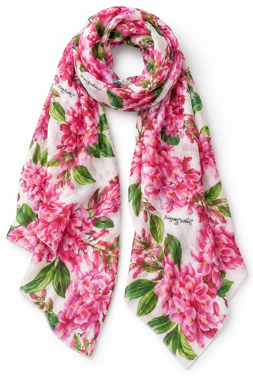 Pareo stola chiffon foulard viscosa stampa glicine rosa