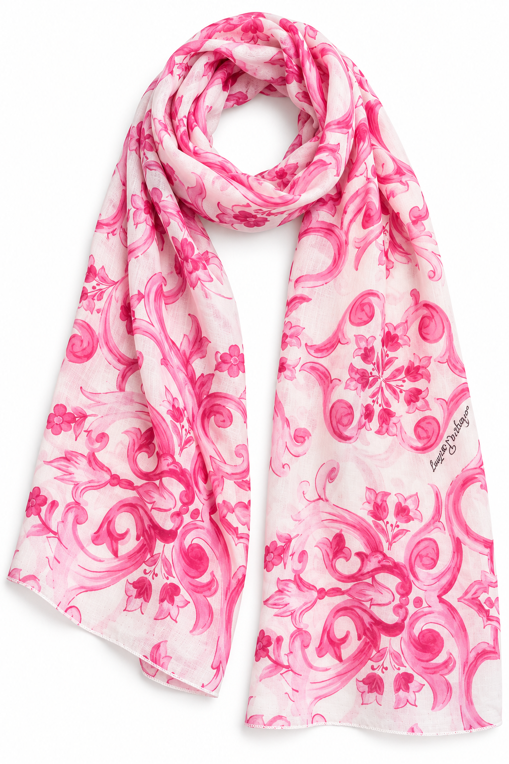 Pareo stola chiffon foulard viscosa stampa Ravello rosa