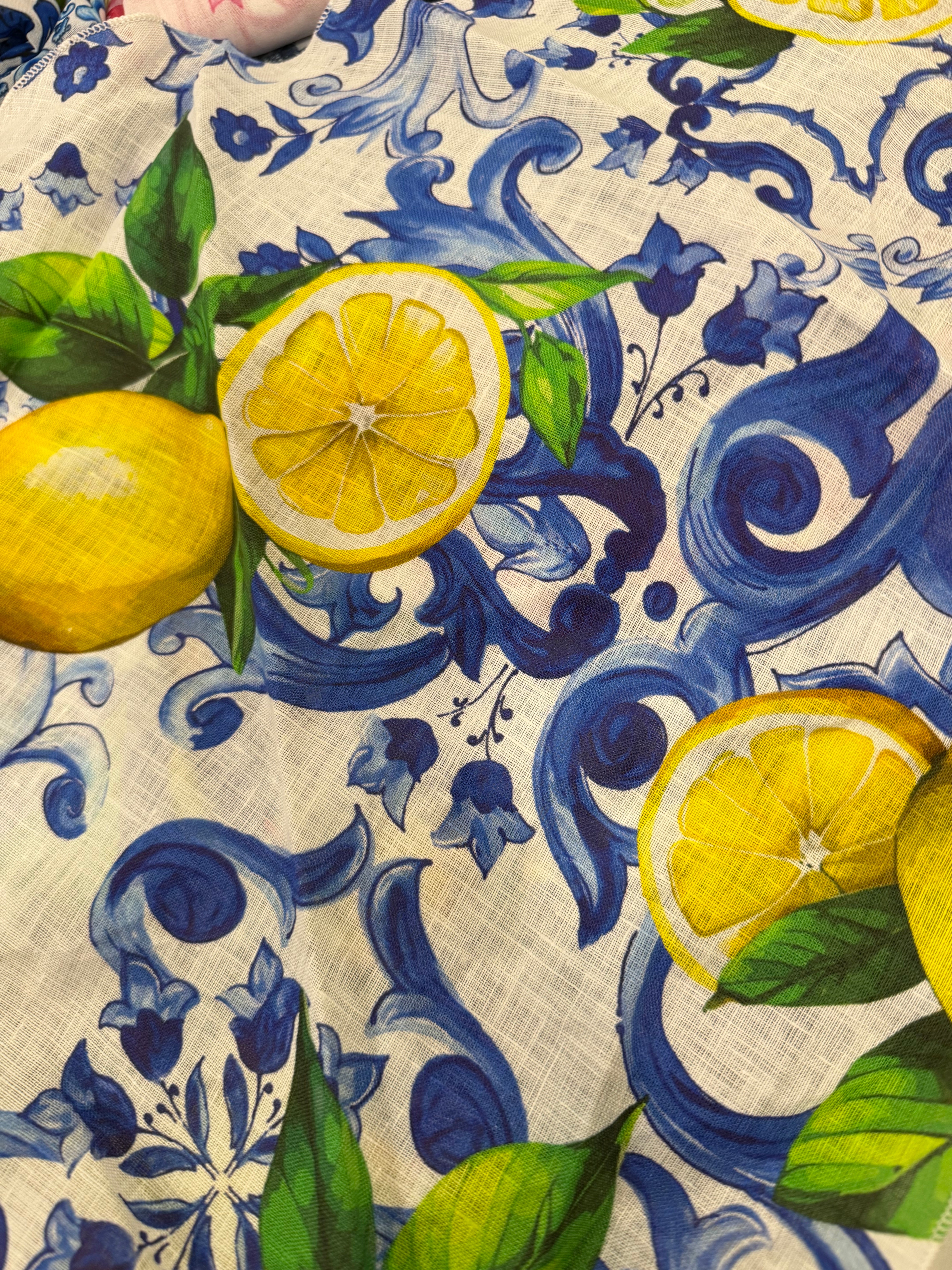 Abito Monaco lungo in lino stampa Ravello limoni