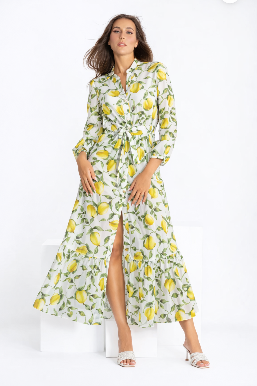 Abito Nerea in lino stampa limoni