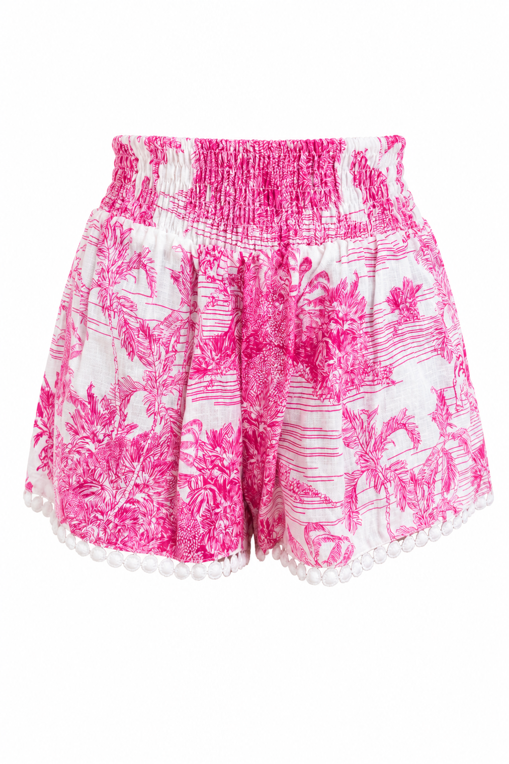 Pantaloncini Mimi in lino stampa Adoro rosa
