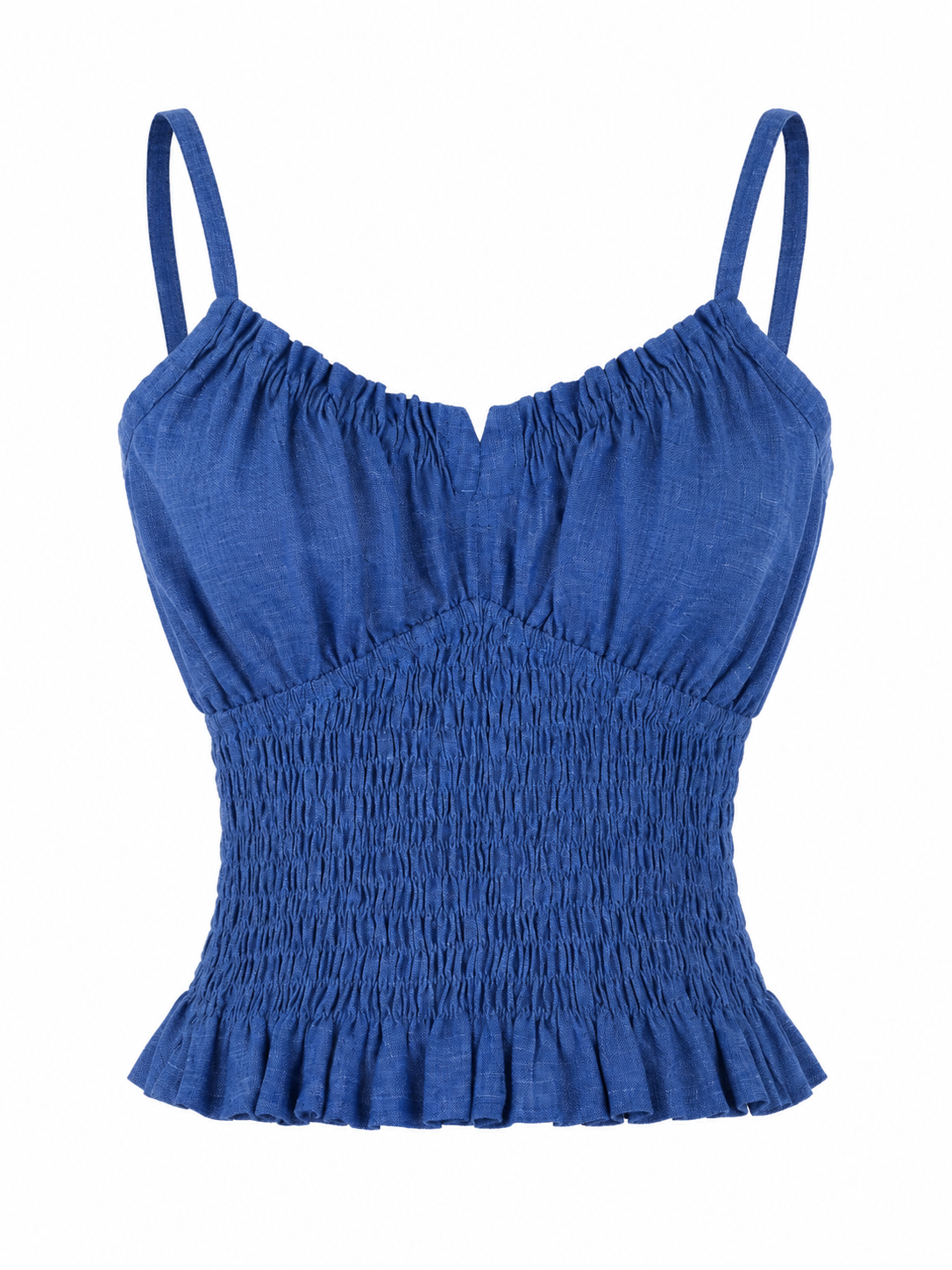 Top Ornella in lino stampa blue