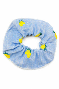 Scrunchies ricamo limoni jeans