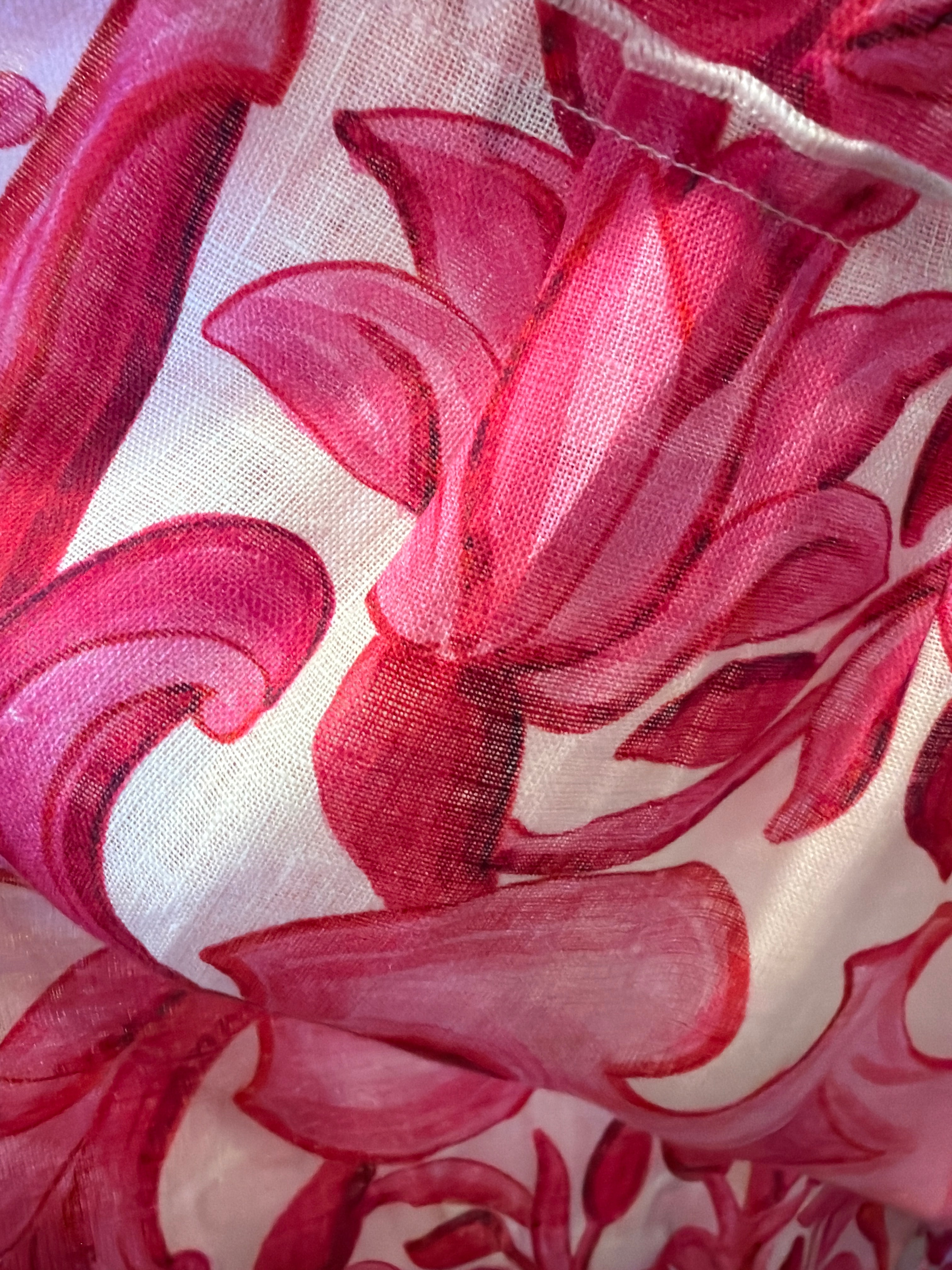 Linen bandana with pink painting print