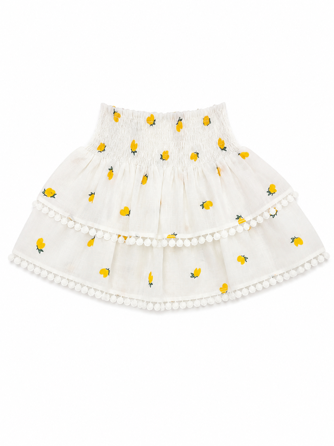 Mini gonna in lino limoni ricamo