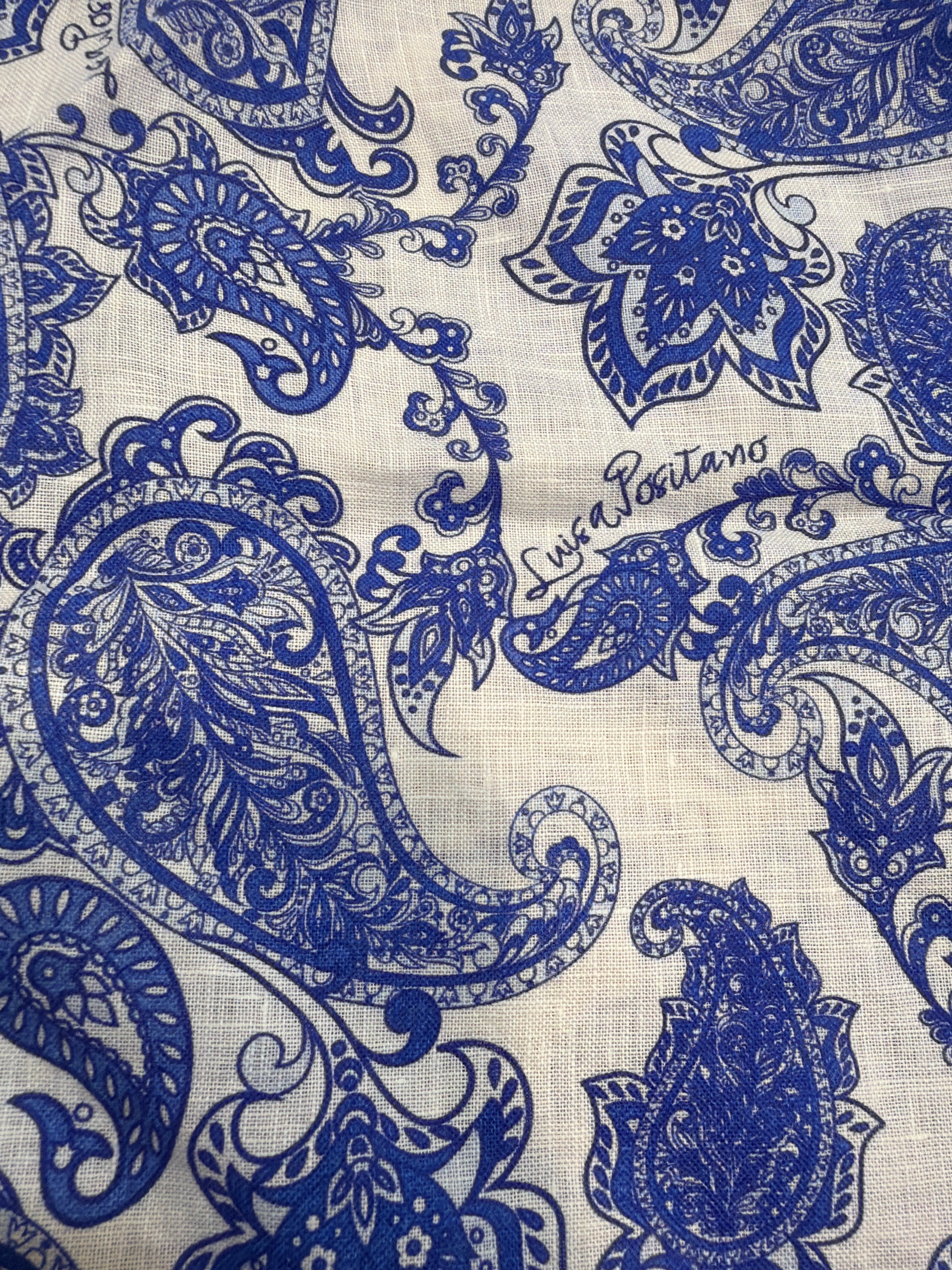 Bandana Lino stampa cashmere blu