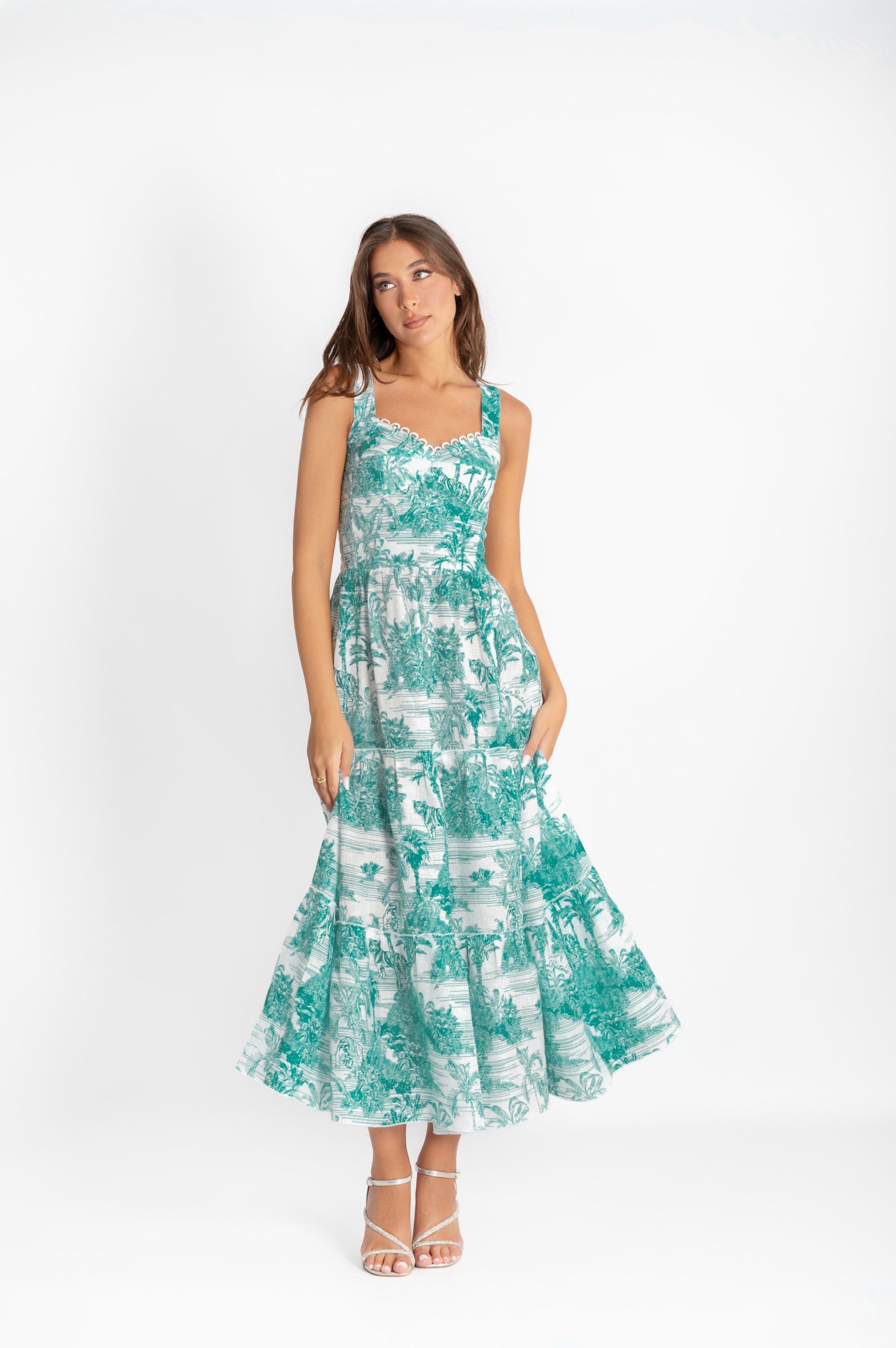 Snow dress in linen with I love Tiffany print