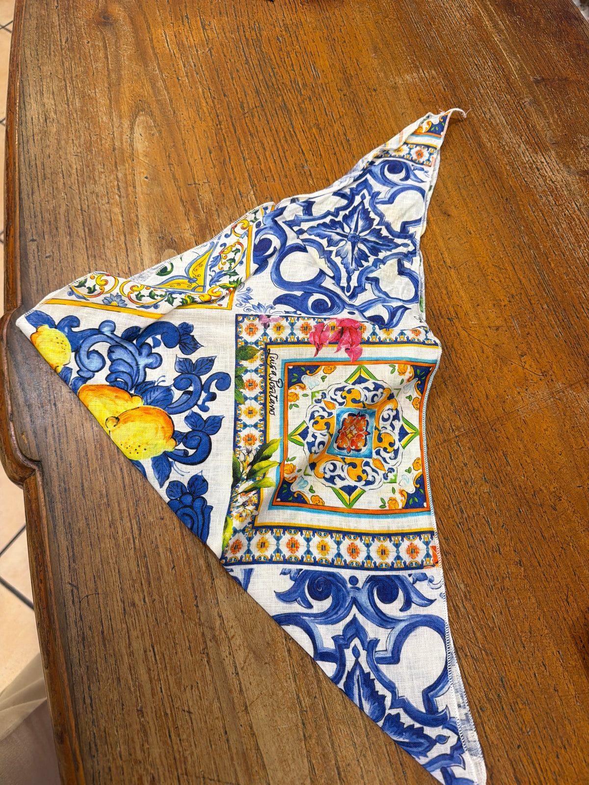 Linen bandana with mixed print