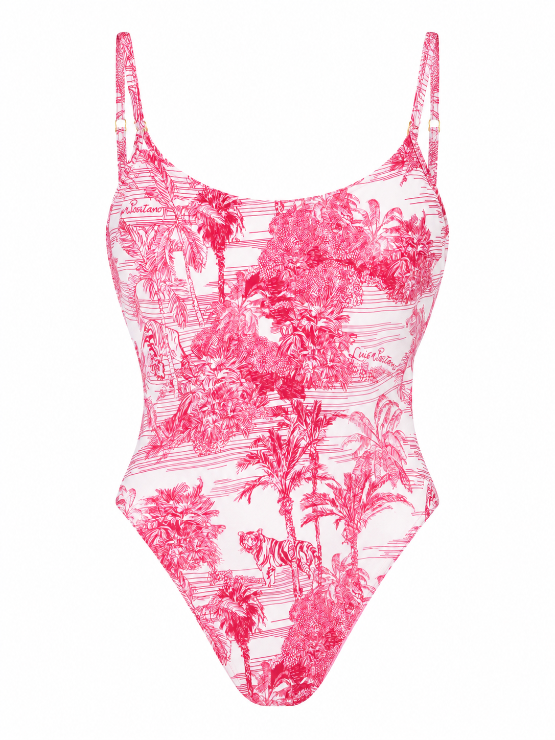 Costume intero in lycra stampa Adoro rosa
