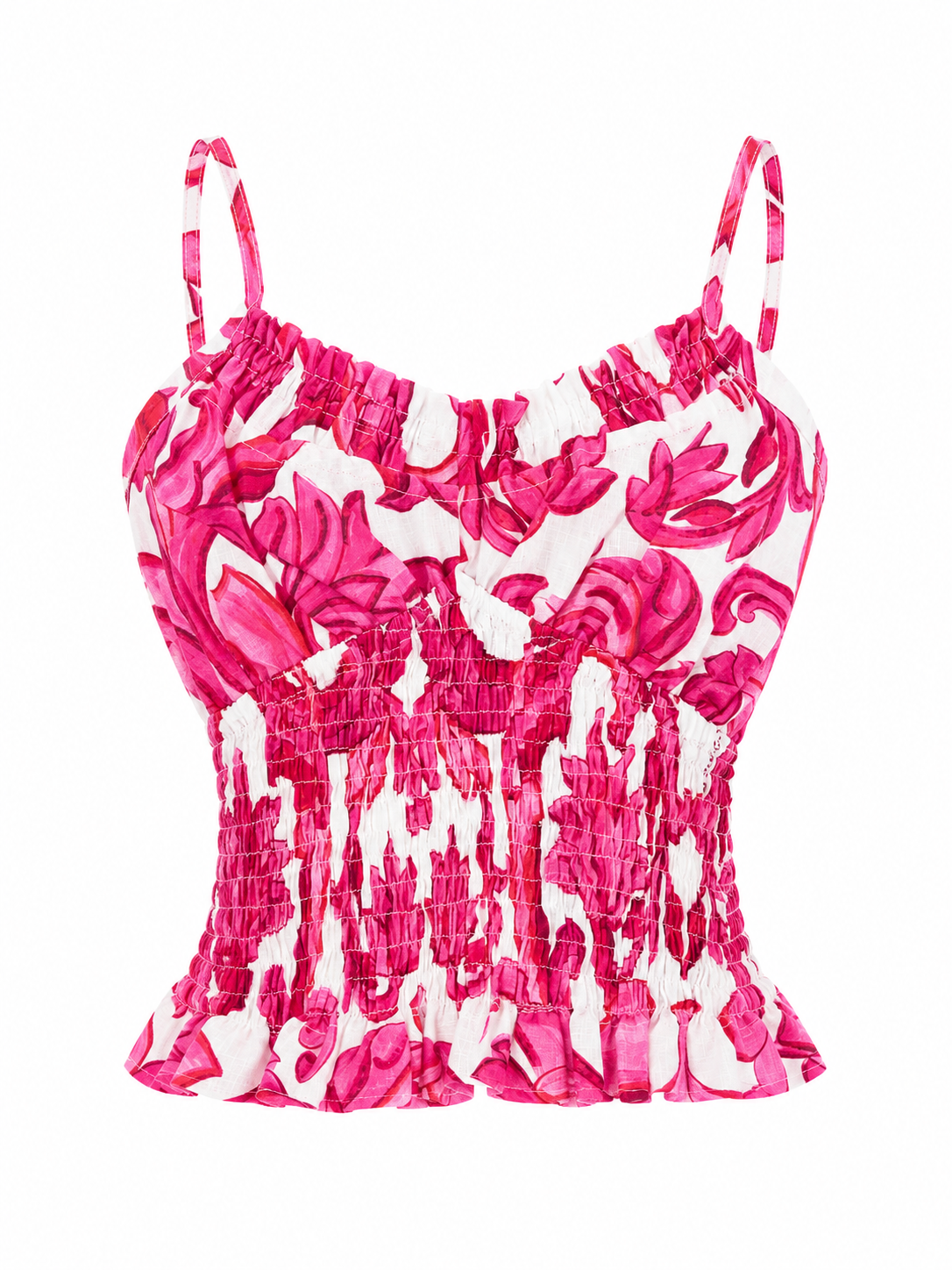 Top Ornella in lino stampa Pittura rosa