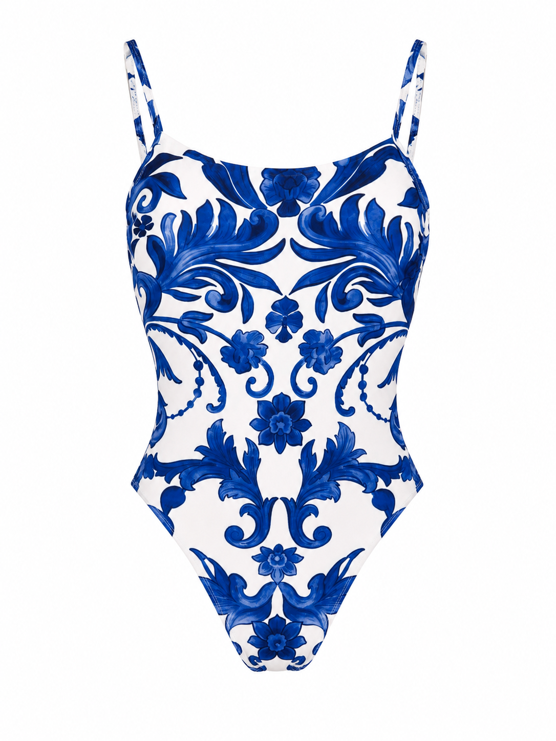 Costume intero in lycra stampa ramo blu
