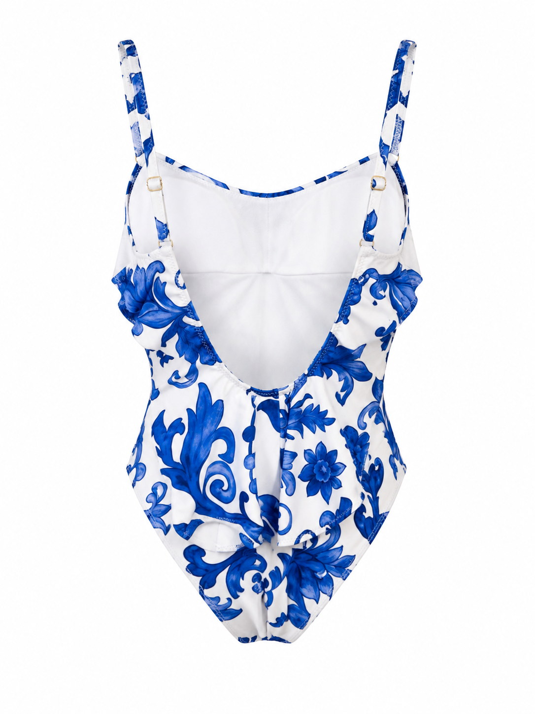 Costume intero in lycra stampa ramo blu