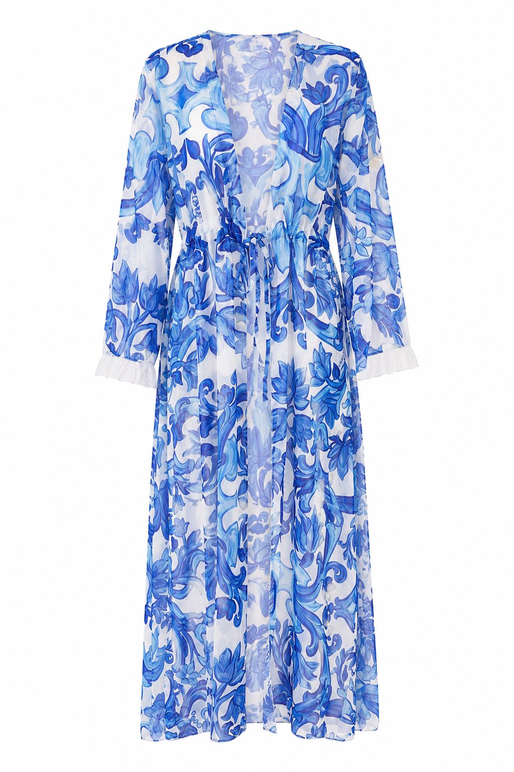 Copricostume in georgette taglia unica in viscosa stampa Pittura blu