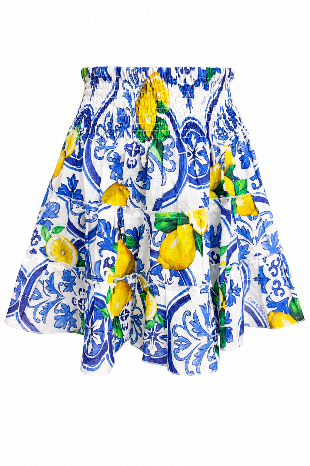 Gonna Olivia in Lino stampa Limone nuovo