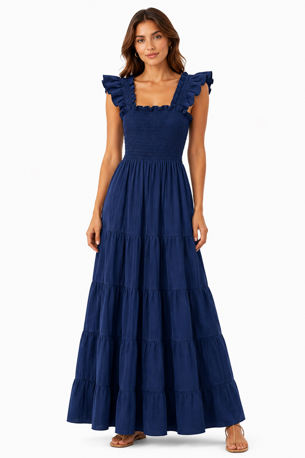 Abito Tori long in lino blu