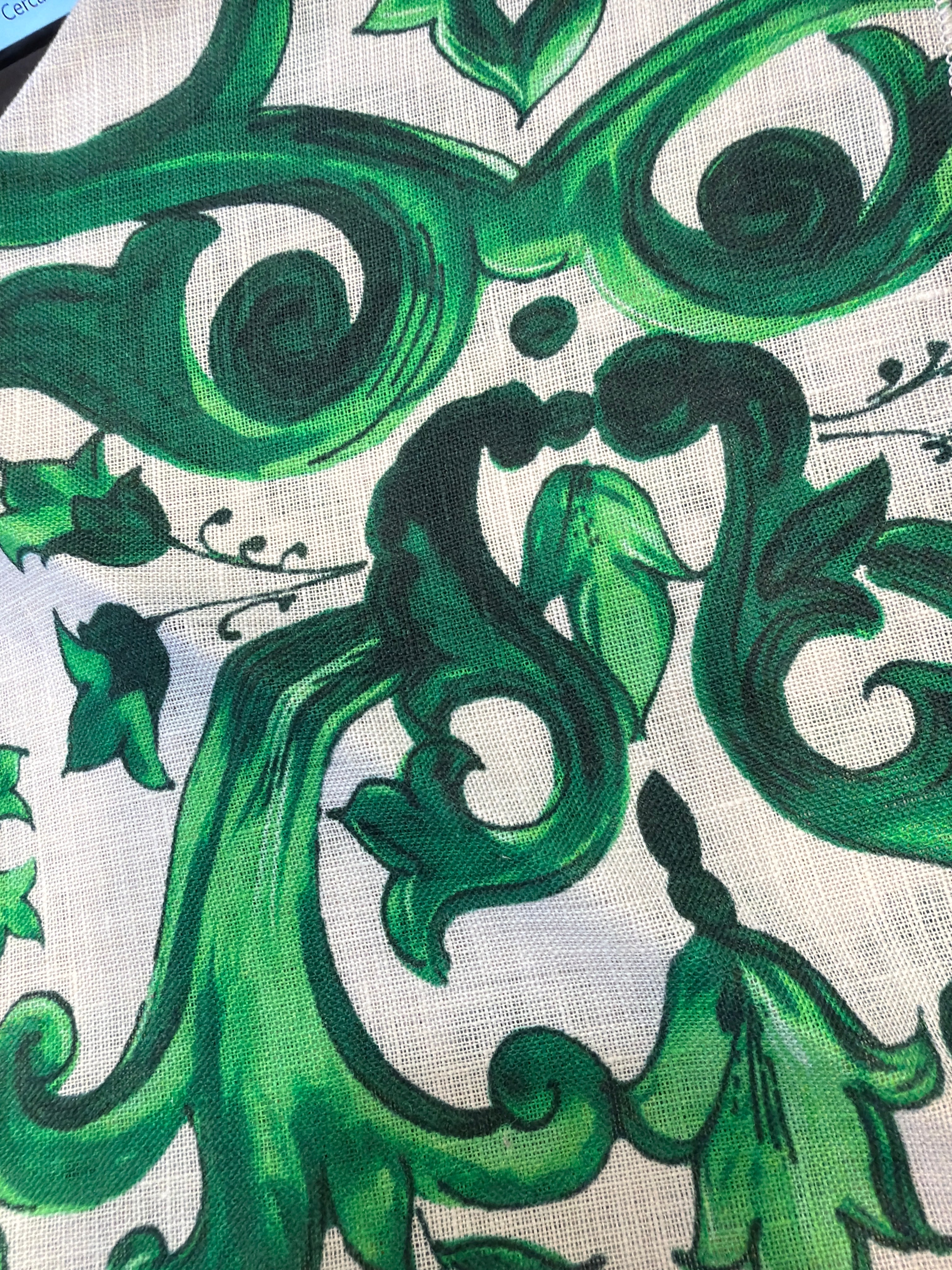 Bandana in lino stampa Ravello verde