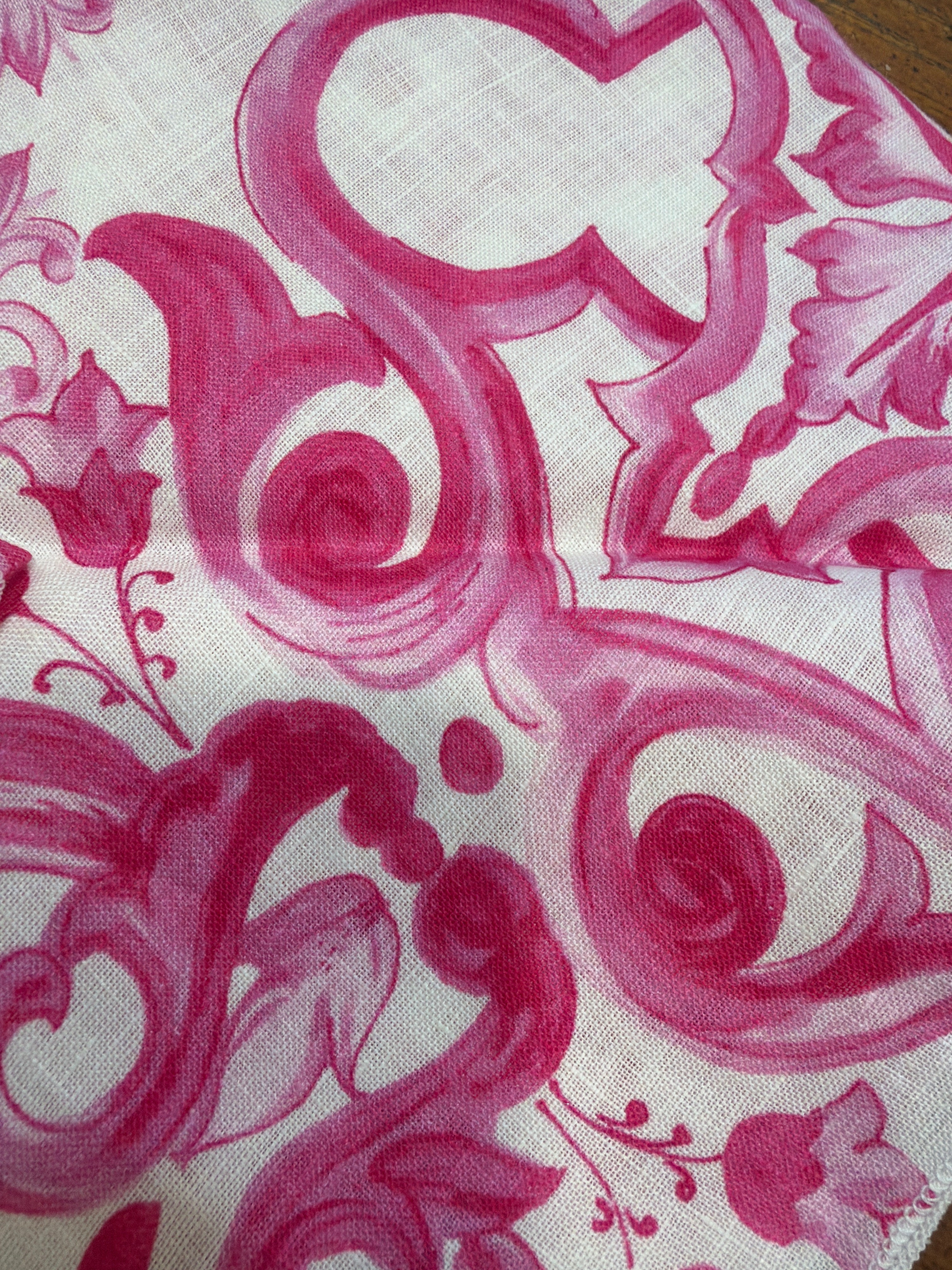 Bandana in lino stampa Ravello rosa