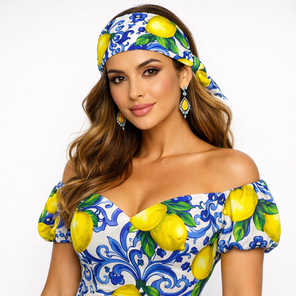 Bandana Lino stampa Ravello limoni