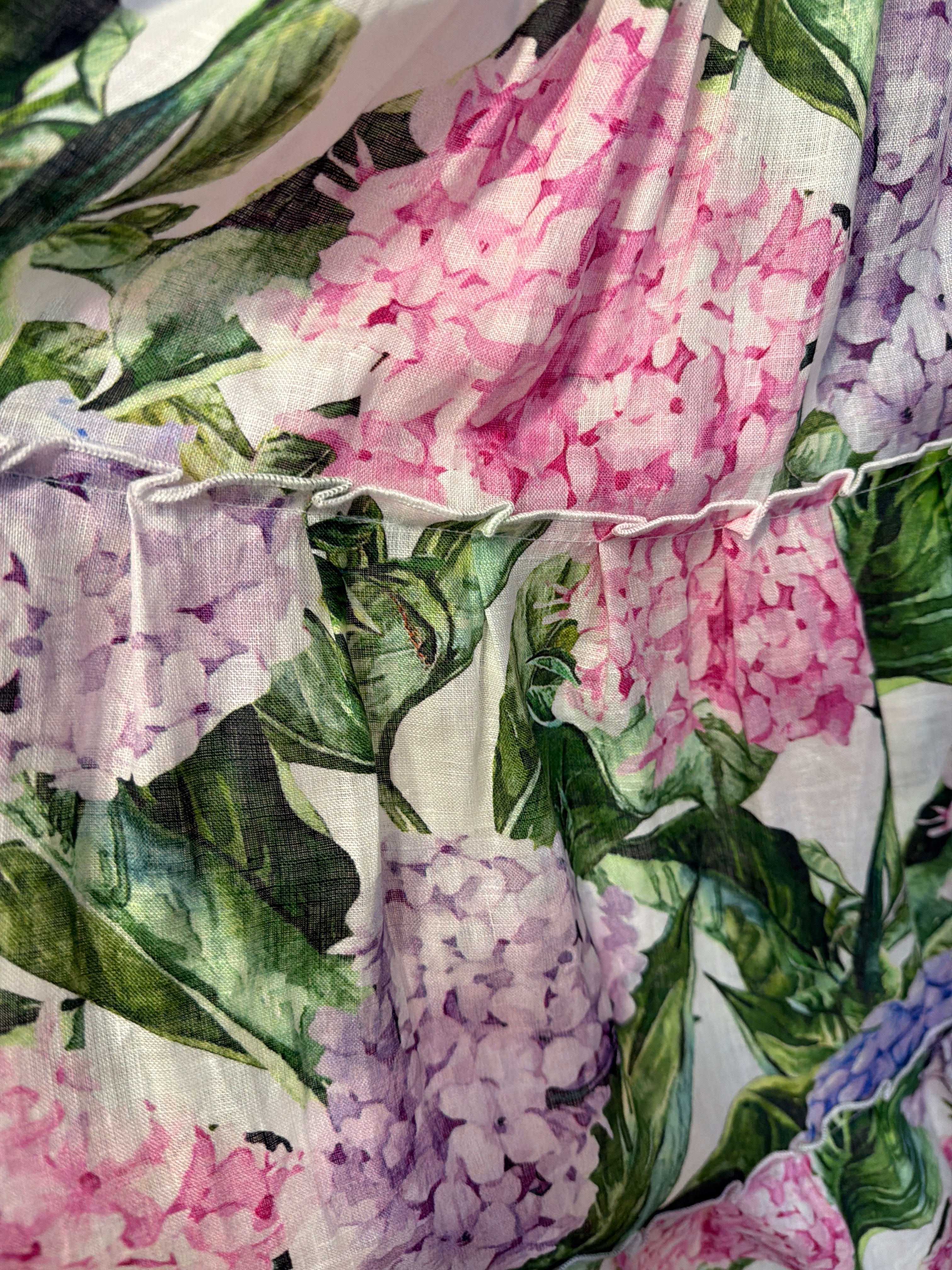 Completo top Tania bianco e pantaloni Mandala ortensie