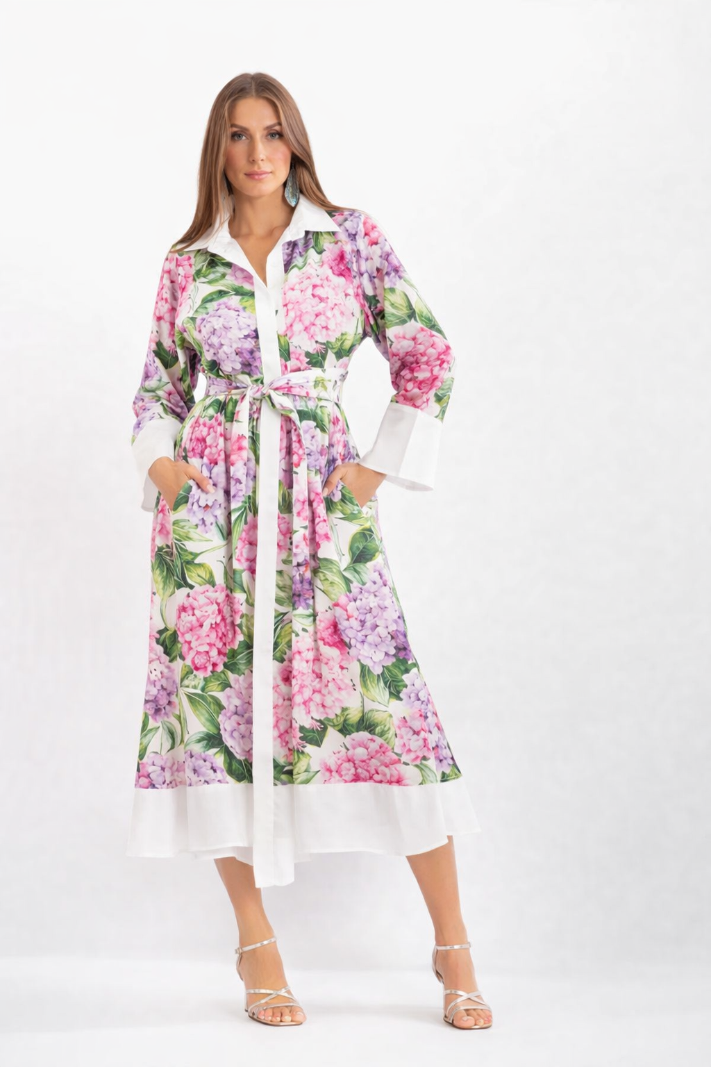 Asal hydrangea print linen dress