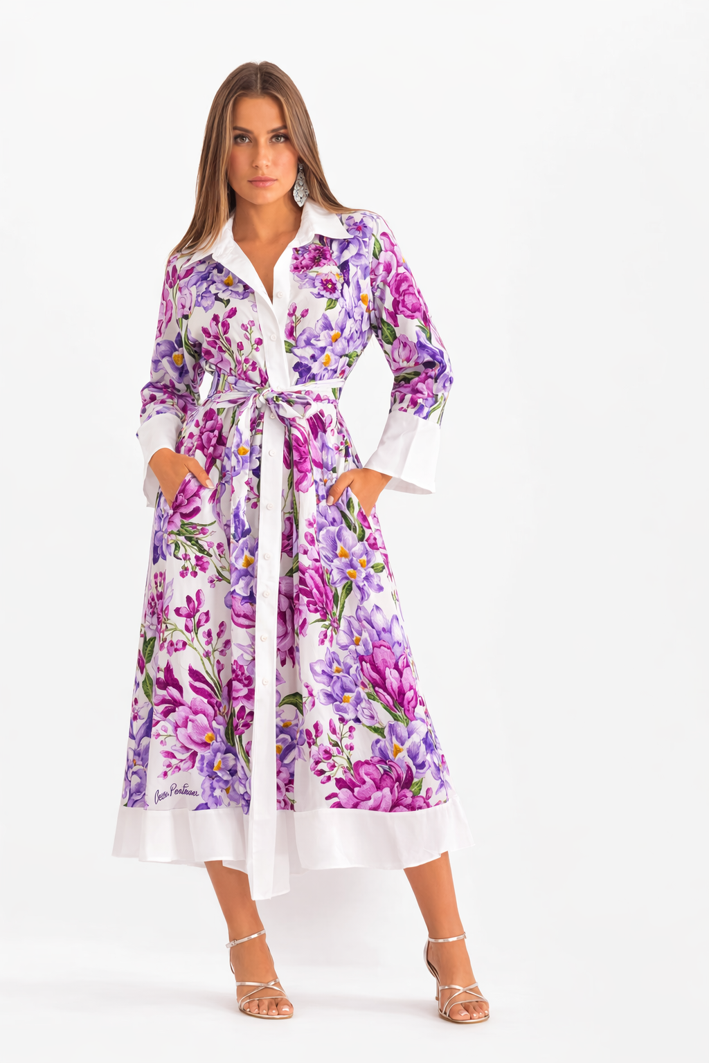 Asal dress in wisteria print linen
