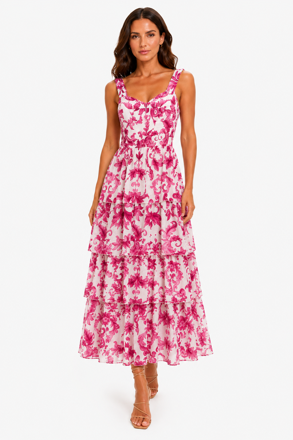 Latoya pink paint print linen dress