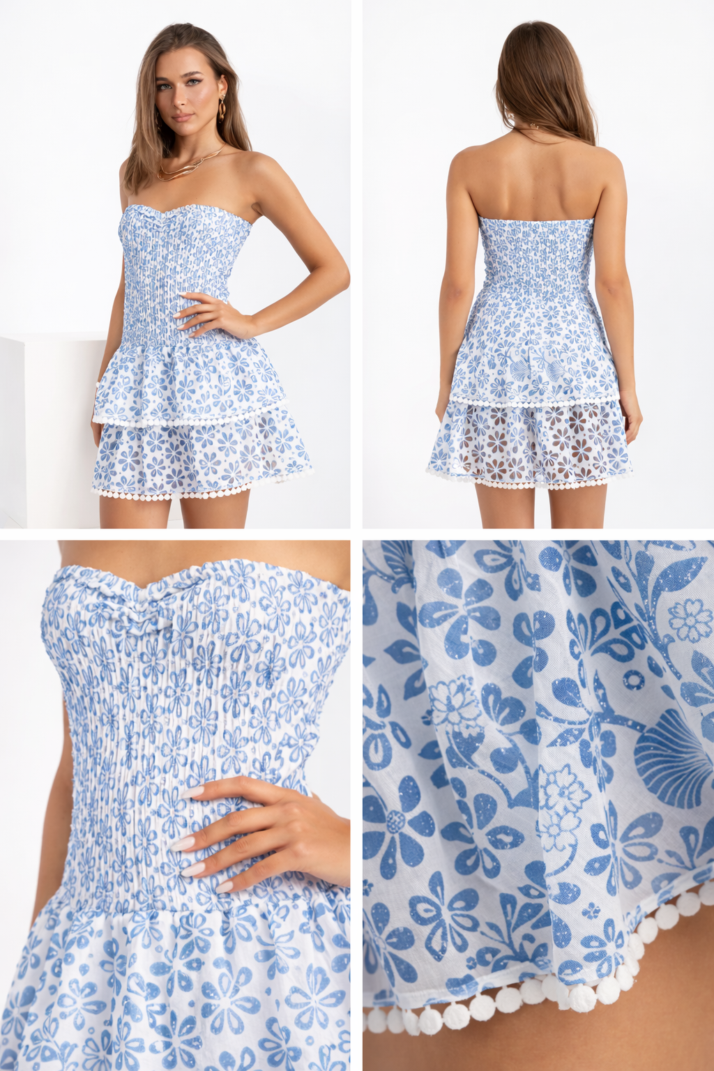 Abito Totano in cotone pizzo sangallo azzurro