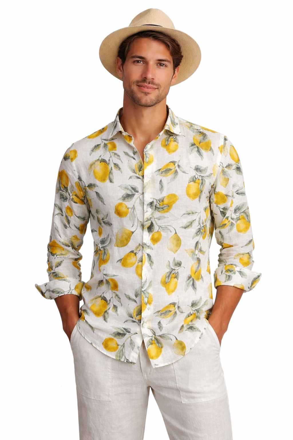 Men's lemon linen shirt