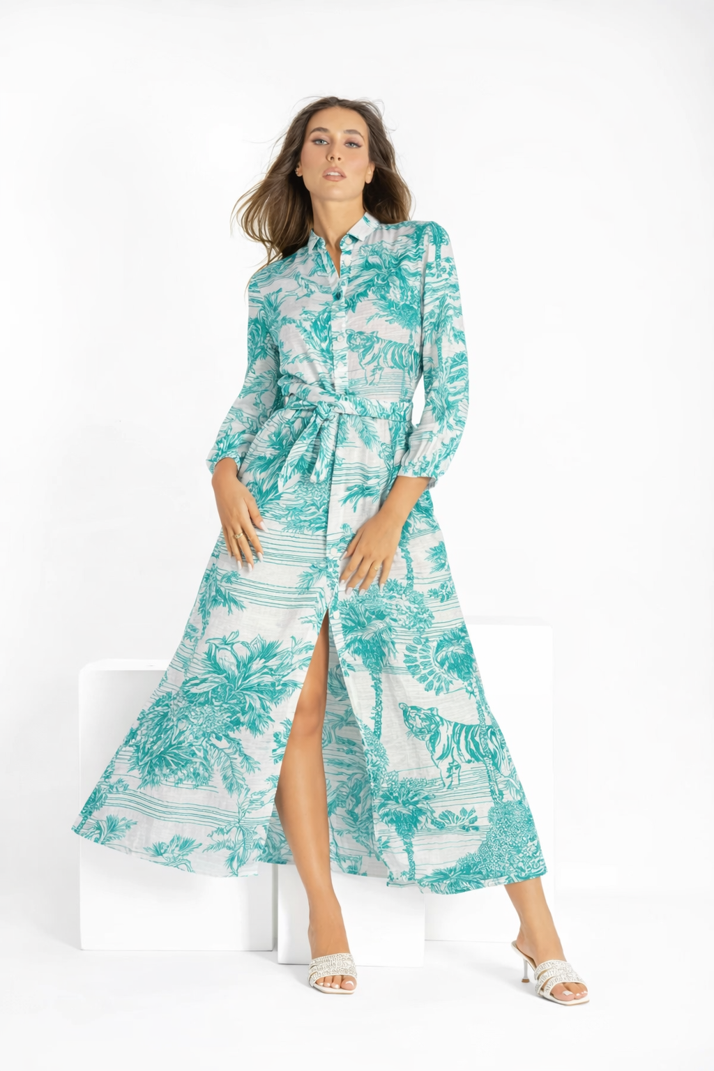 Abito Nerea in lino stampa Adoro Tiffany