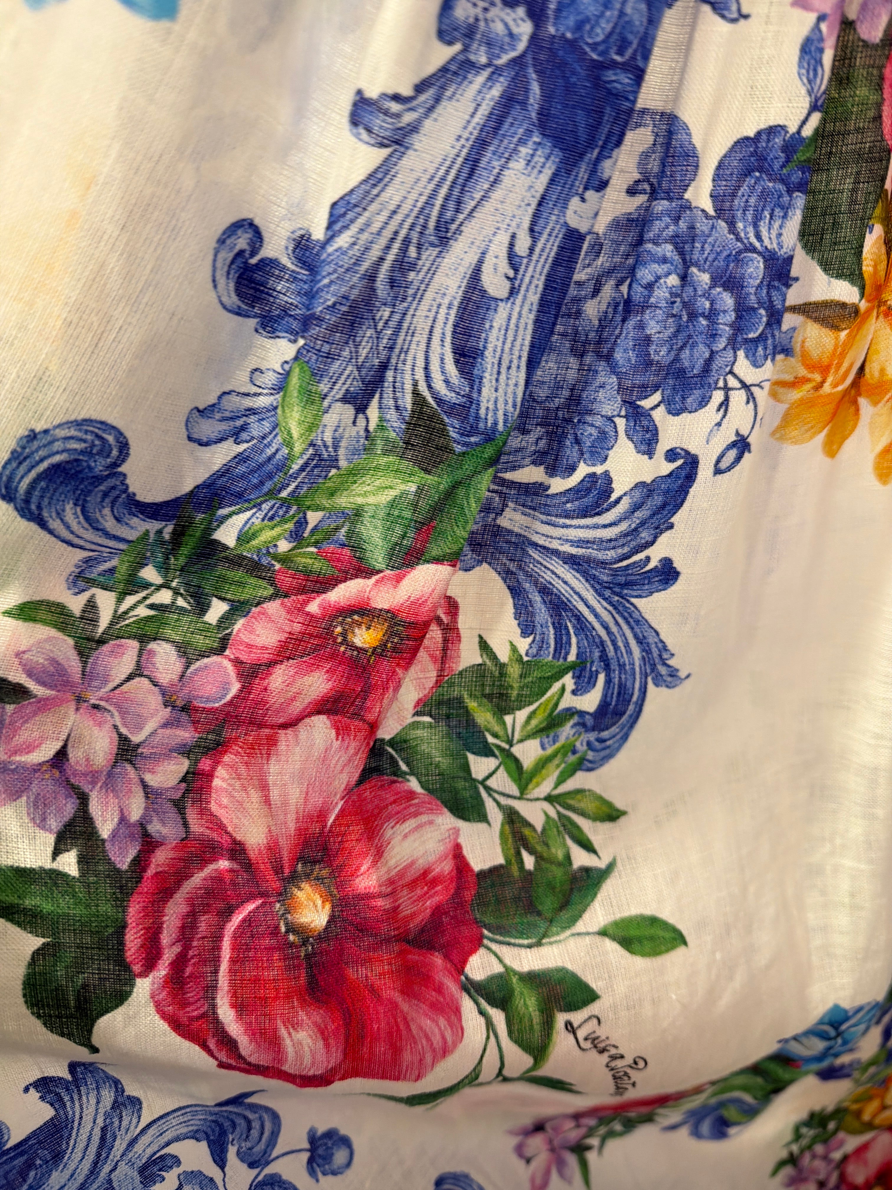 Completo top fiocco e mini gonna in lino stampa arte