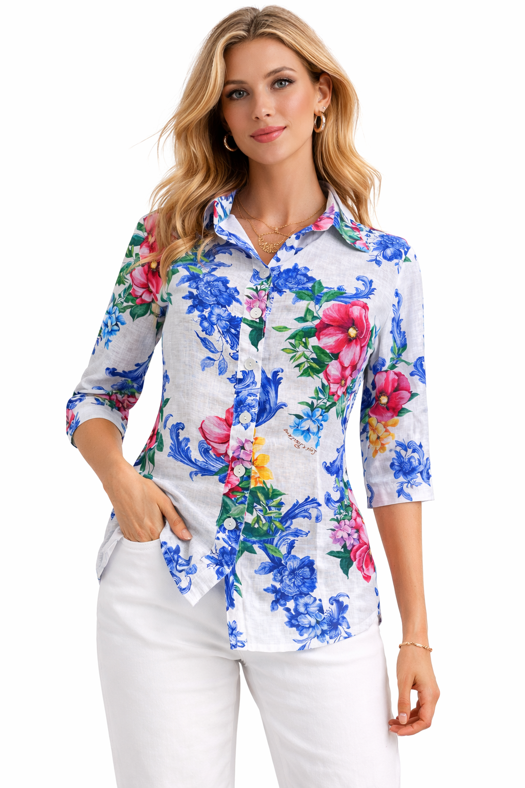 Nara Linen Shirt with Art Print
