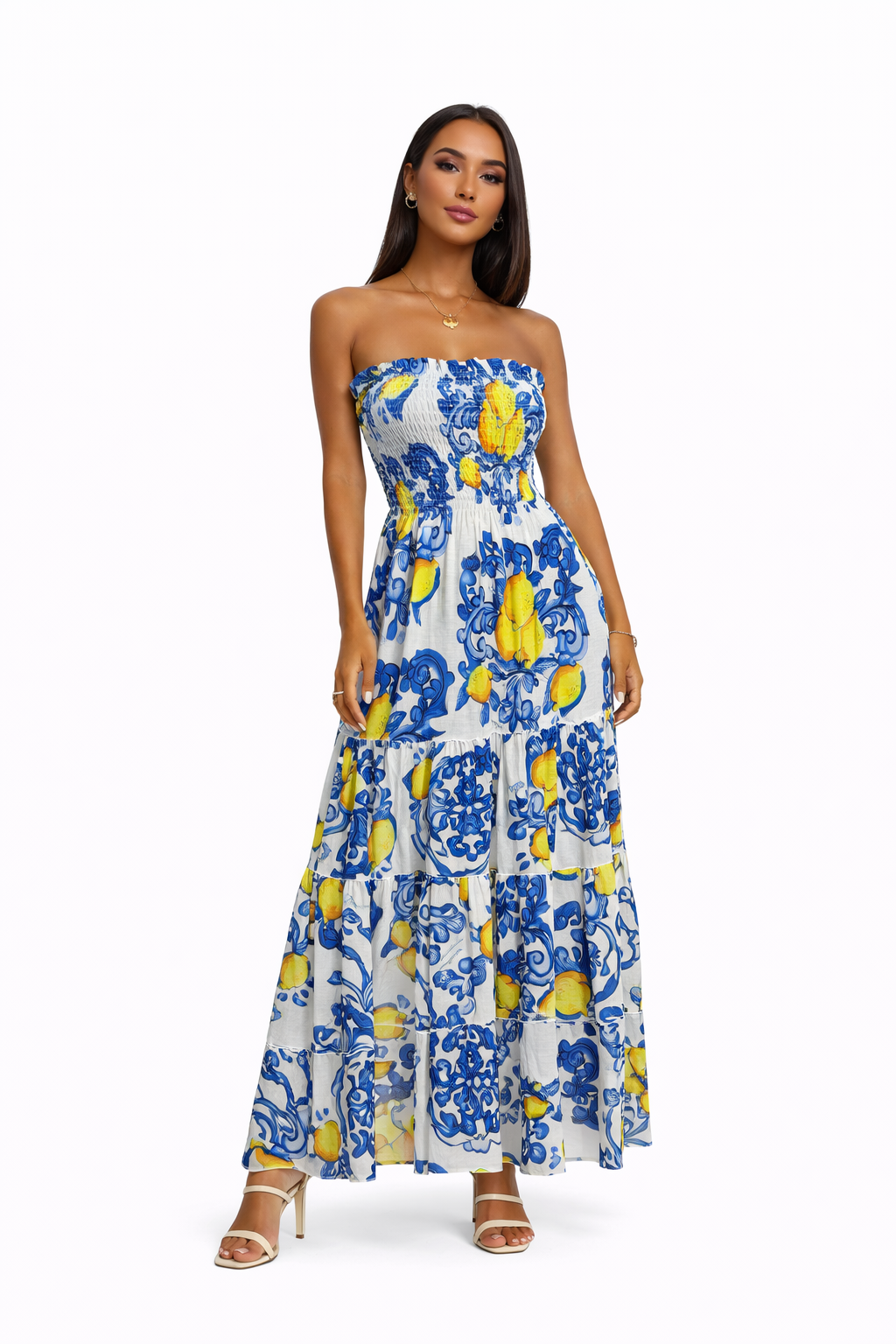 Abito Toro lungo in lino stampa hamalfi