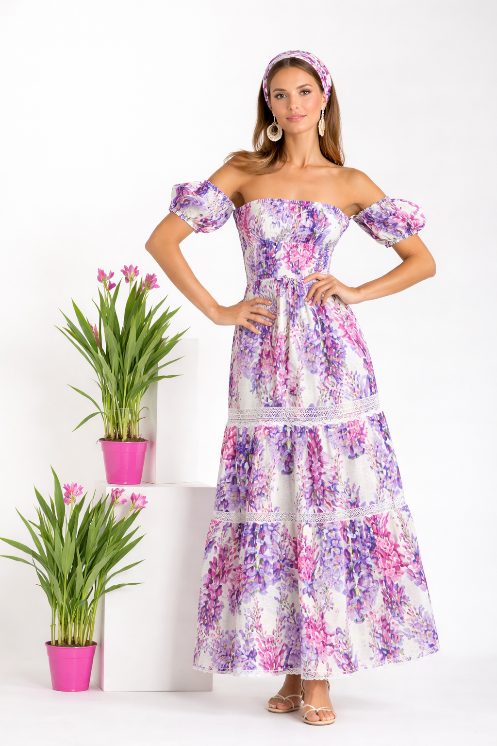 Austria wisteria print linen dress
