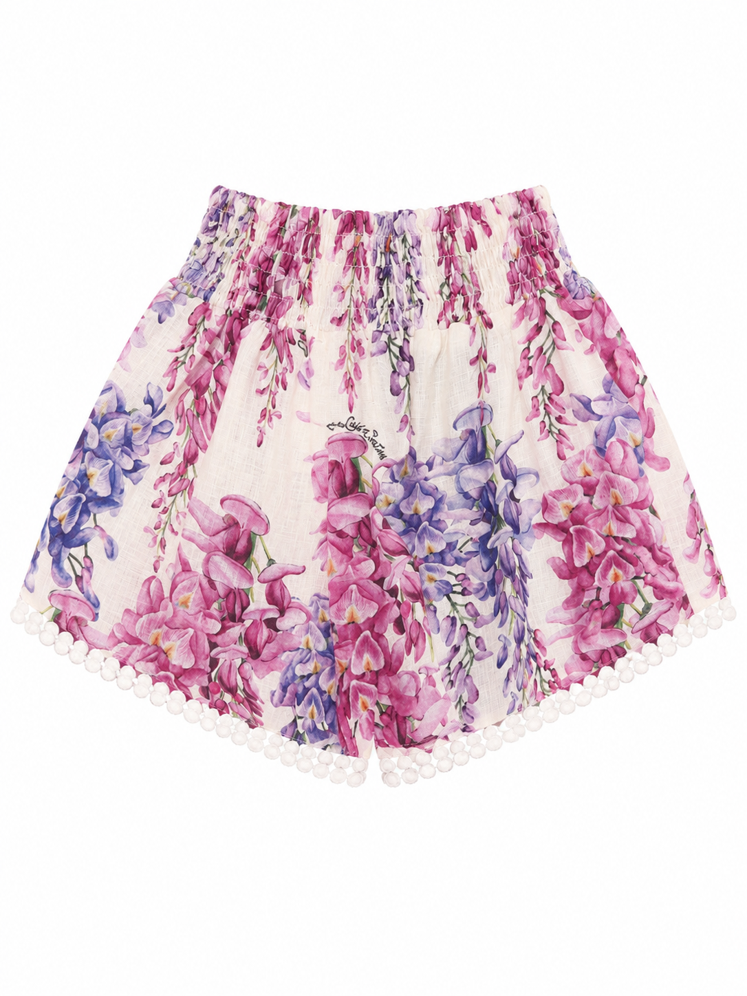 Pantaloncini Mimi in lino stampa glicine
