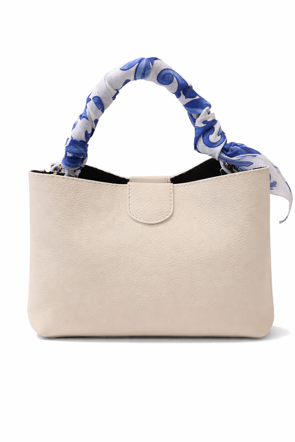 Borsa Clelia in pelle con bandana Lino in pelle con zip