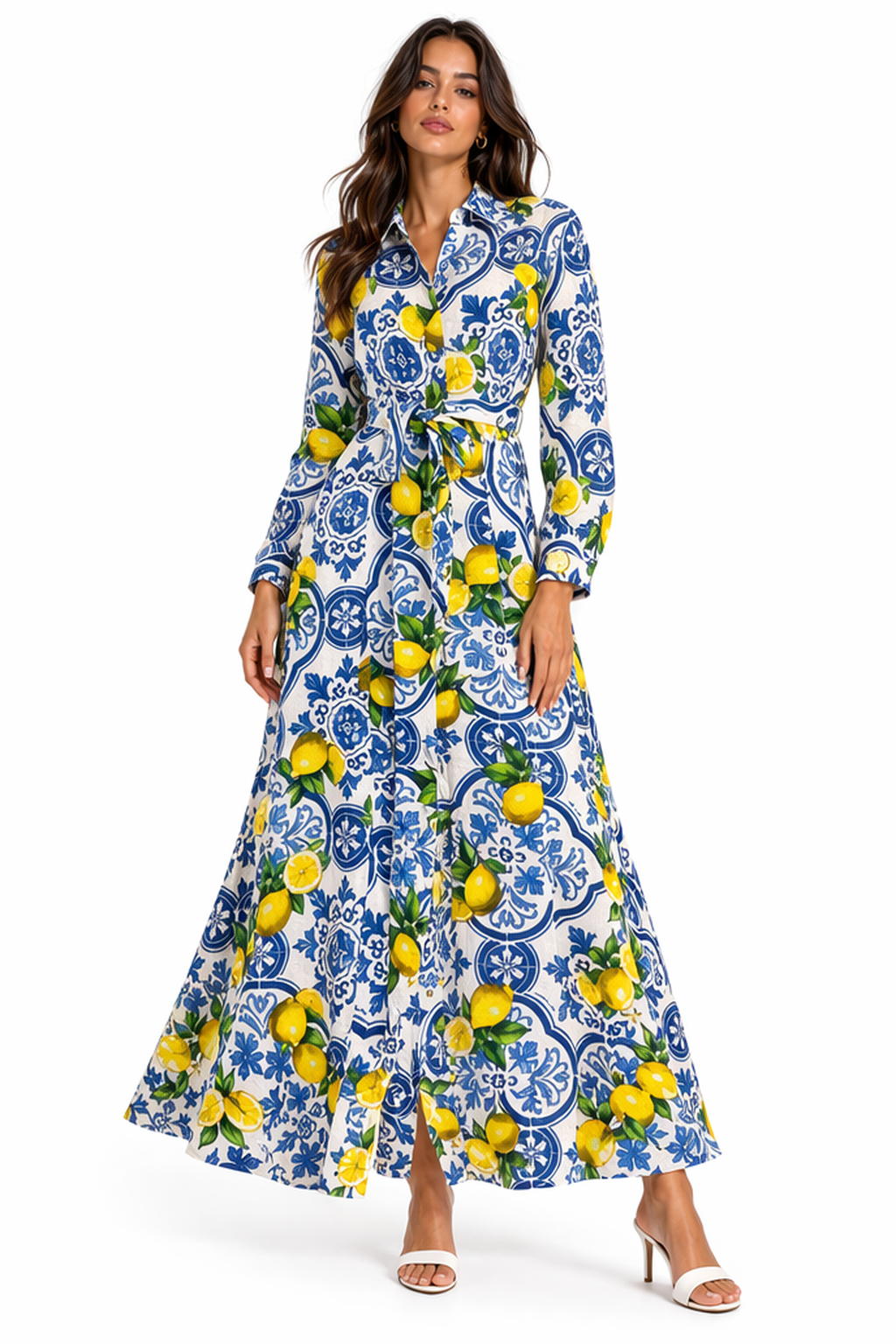 New Naty linen dress with lemon print