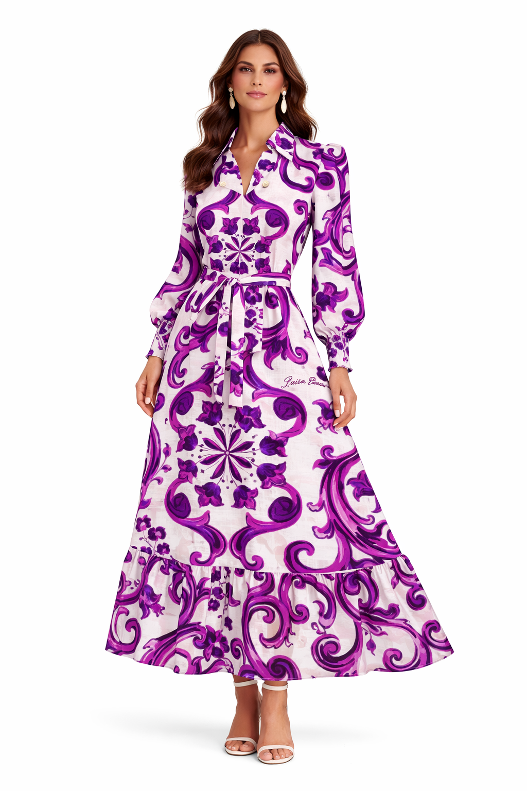 Abito Monaco in lino stampa Ravello viola