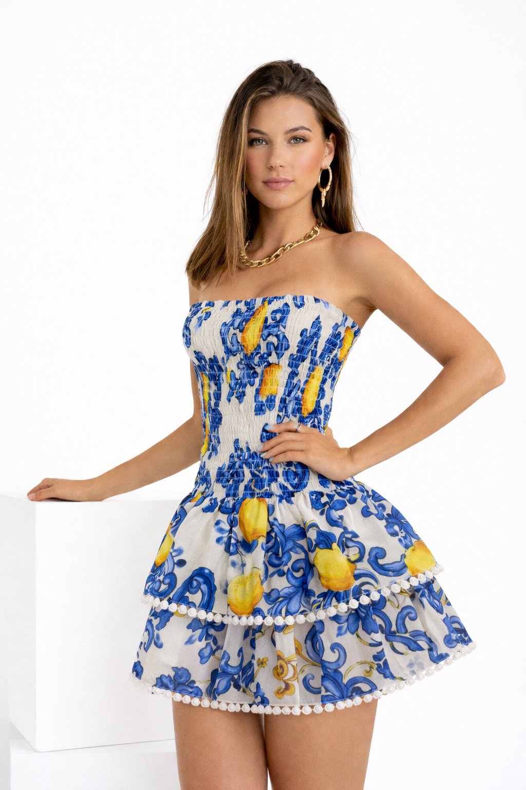 Abito Totano in lino stampa Hamalfi