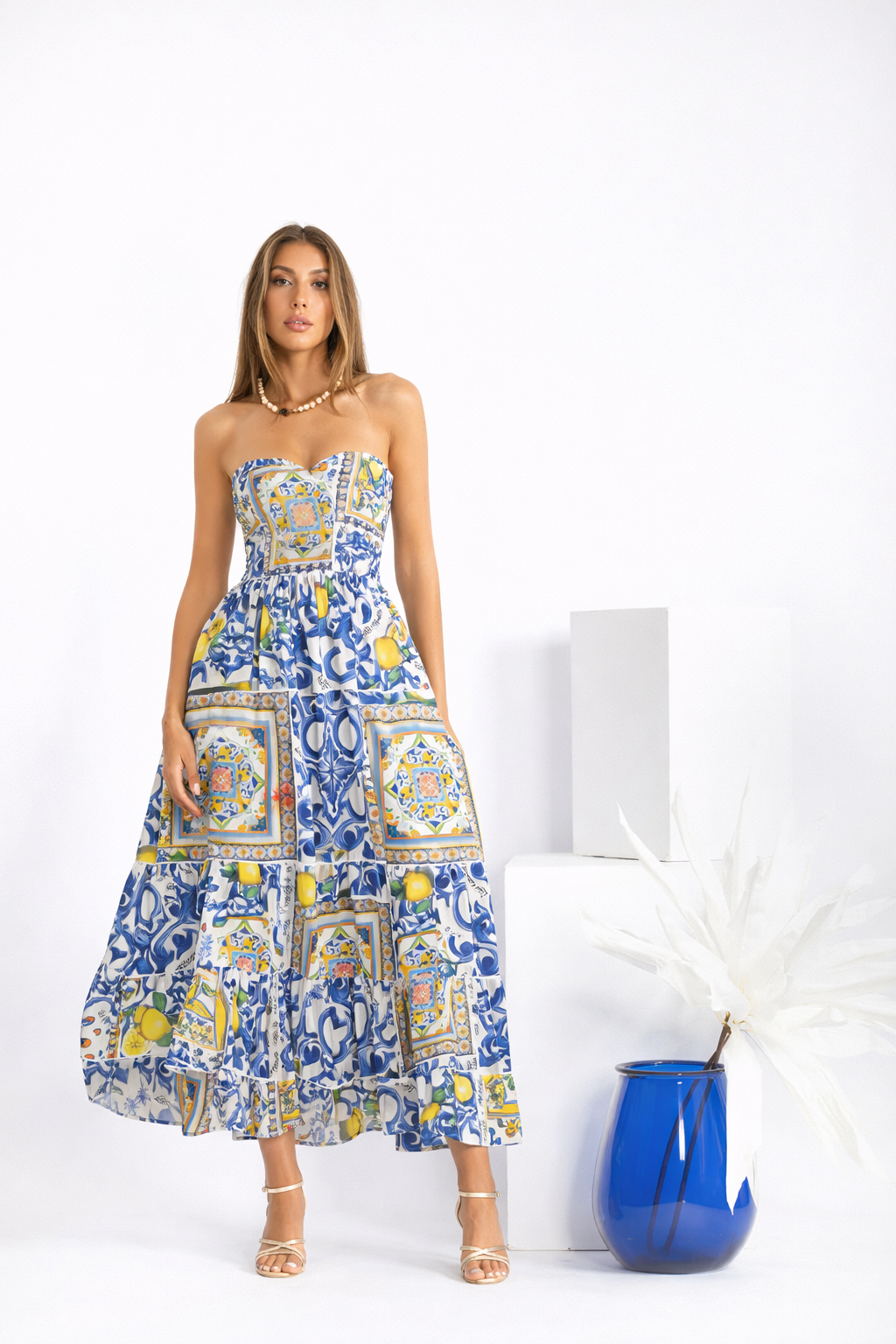 Abito Totarone in lino stampa mix