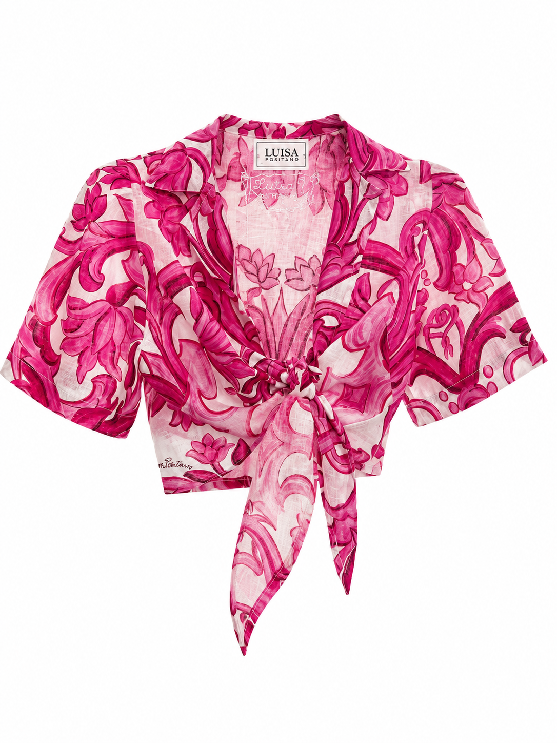 Top Bali in lino stampa pittura rosa  taglia xs /s