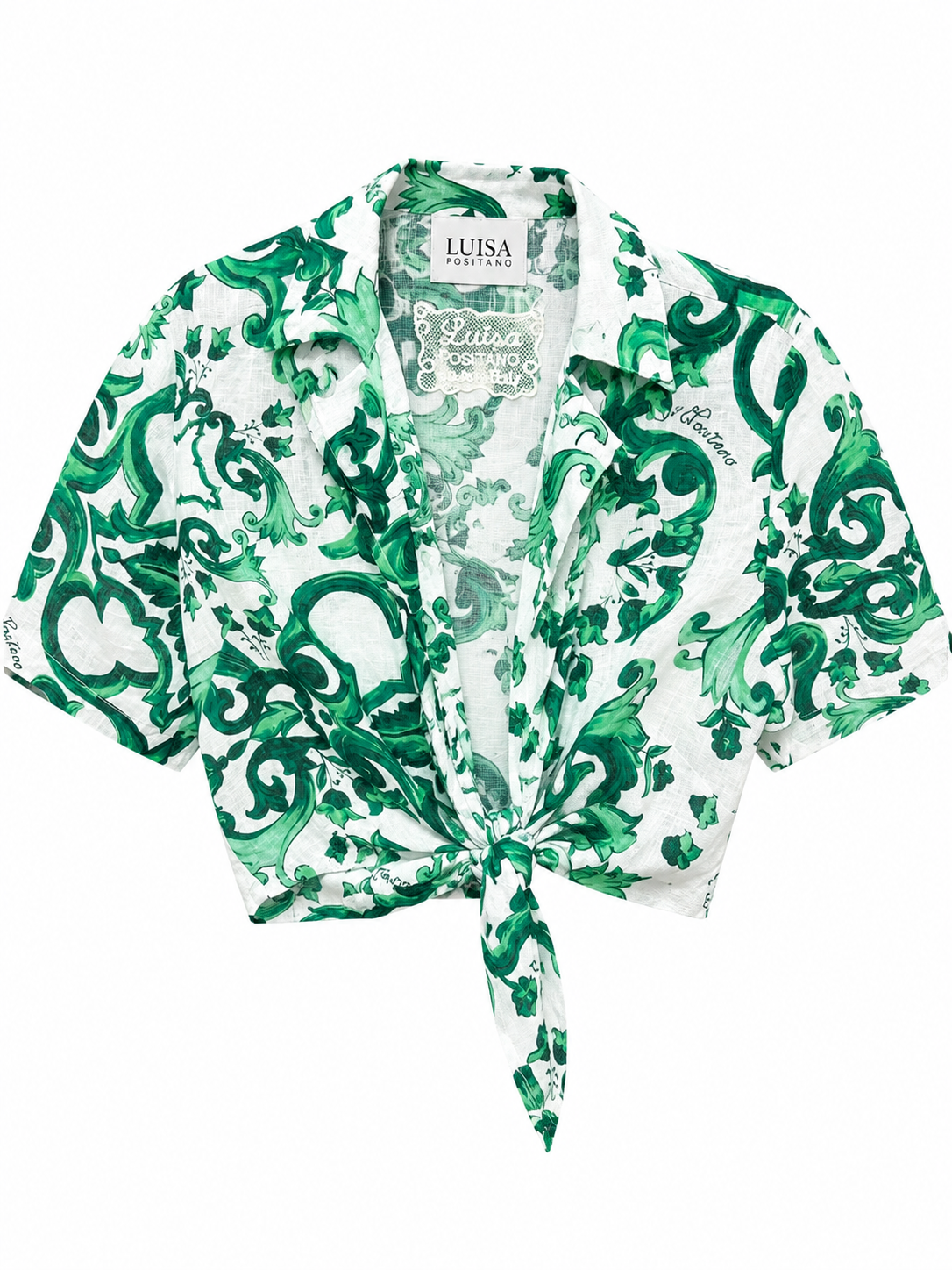 Top Bali in lino stampa Tavello verde taglia xs /s