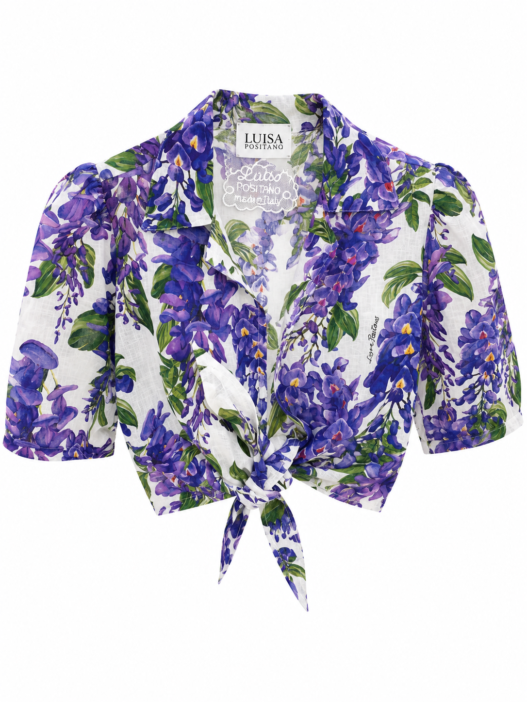 Top Bali in lino stampa glicine viola taglia xs /s