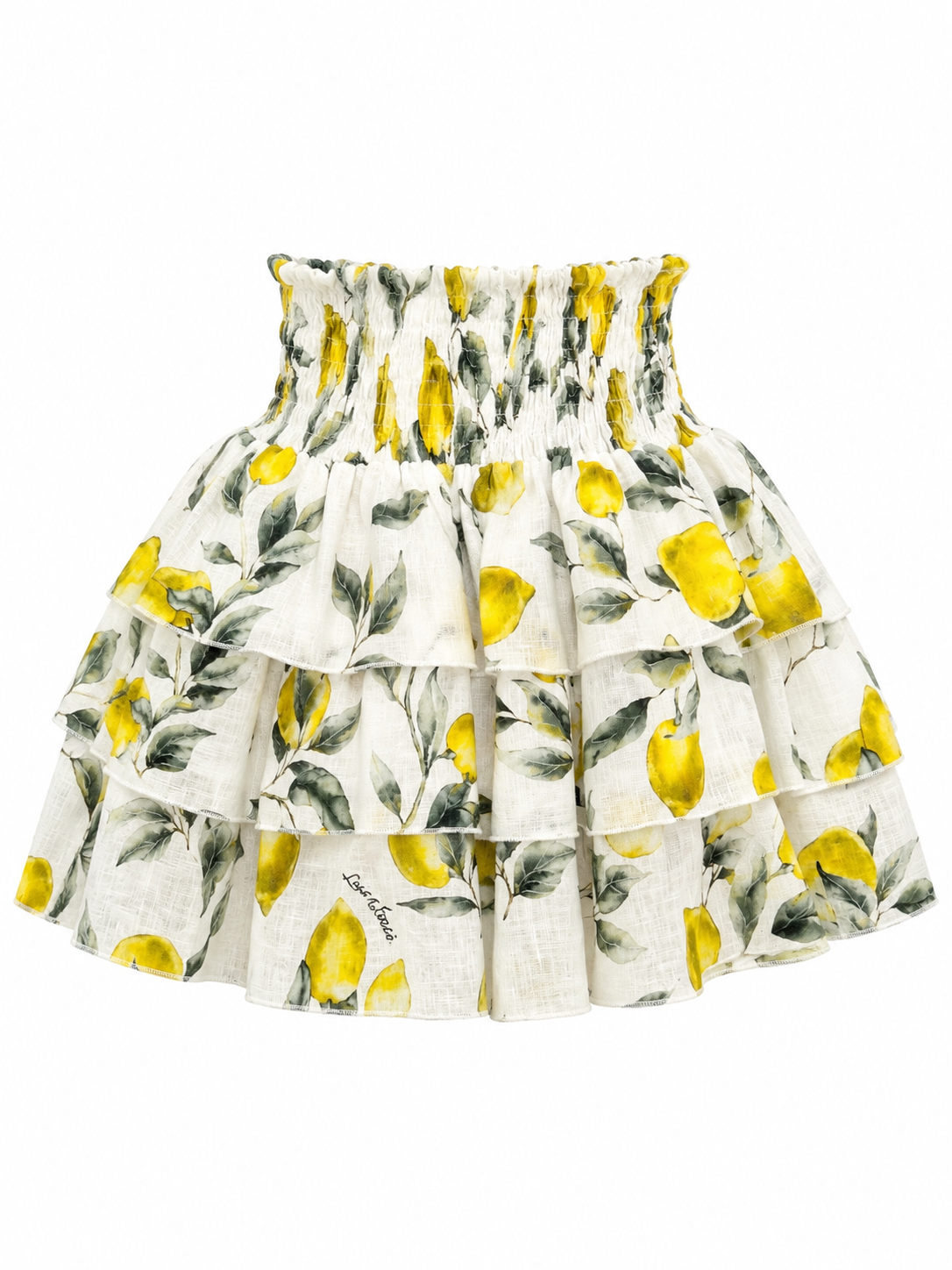 Minigonna Daisy in lino stampa limoni