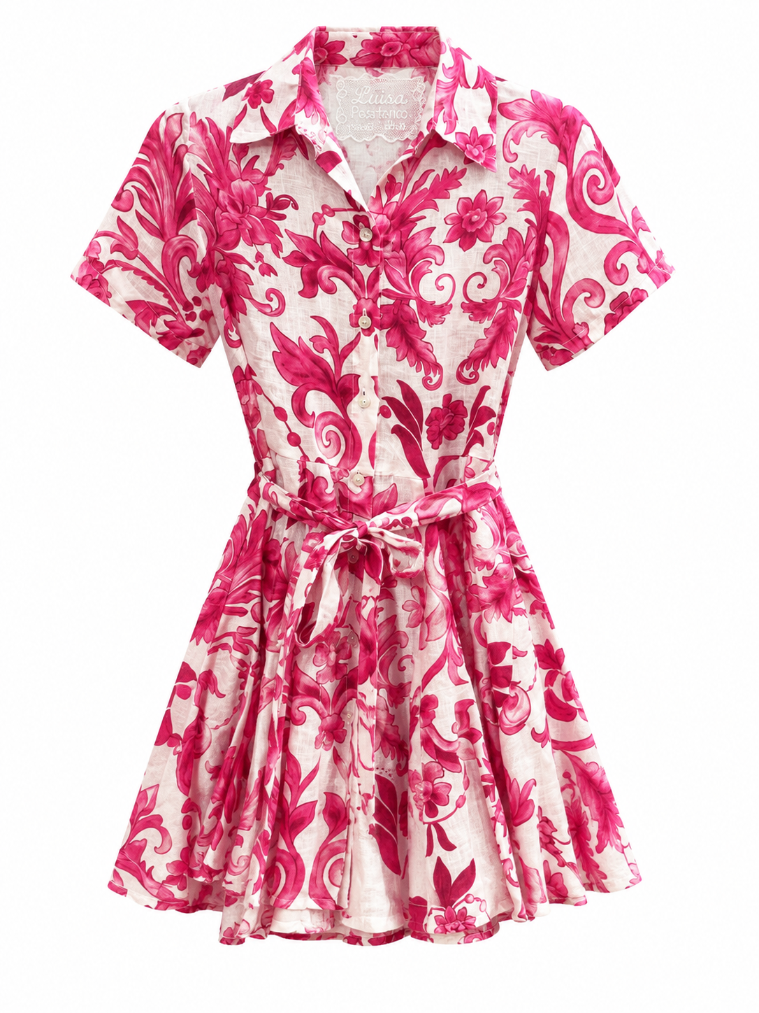 Abito Daphne in lino stampa ramo rosa taglia S