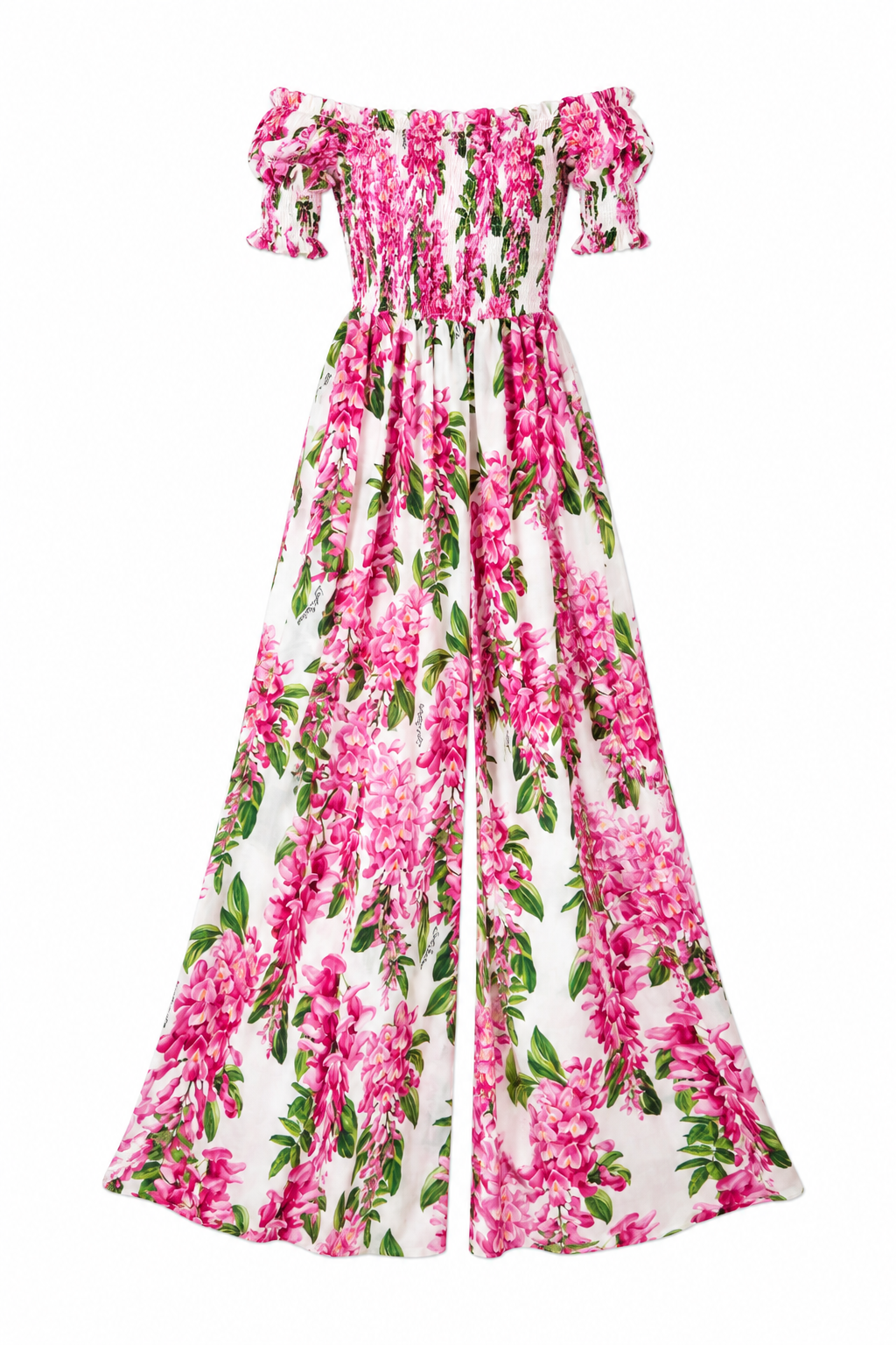 Jumpsuit in lino stampa glicine fuxia taglia S/M