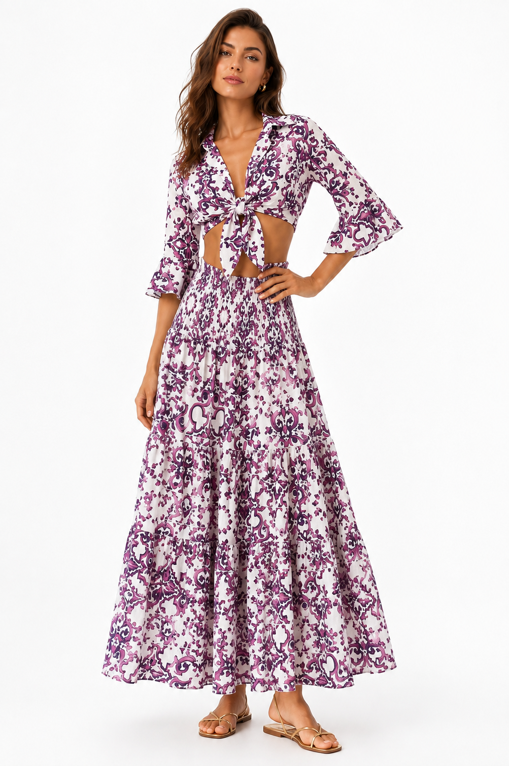 Coordinato in lino top Orione e gonna hedy