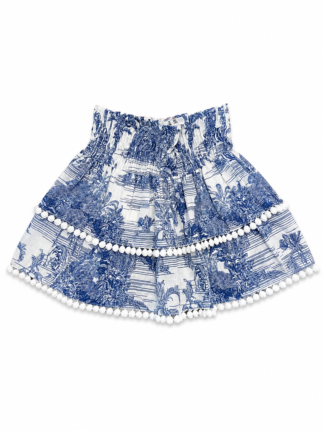 Mini gonna in lino stampa Adoro blu