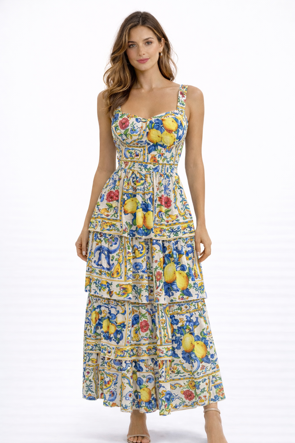 Latoya dress in mixed print linen
