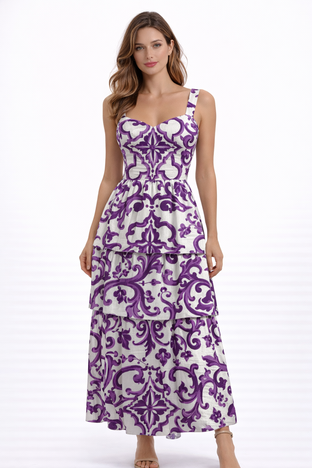 Kleid Latoya aus Leinen mit Ravello-Print in Lila