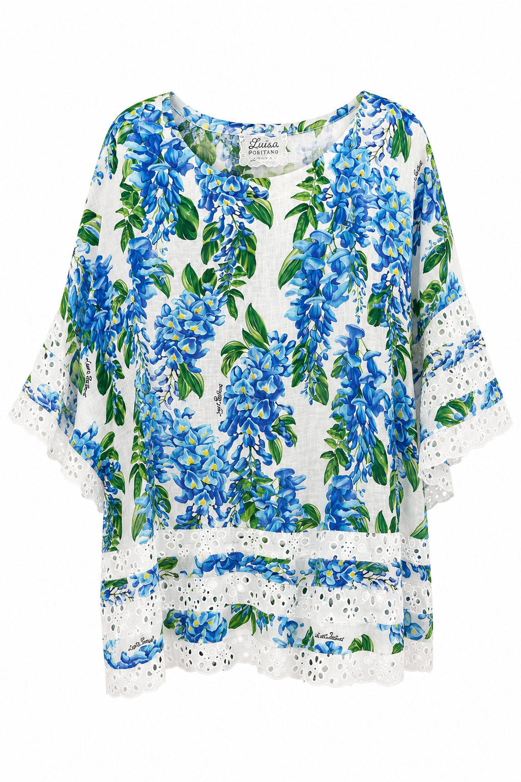 Casacca Luisa one size big stampa glicine azzurro